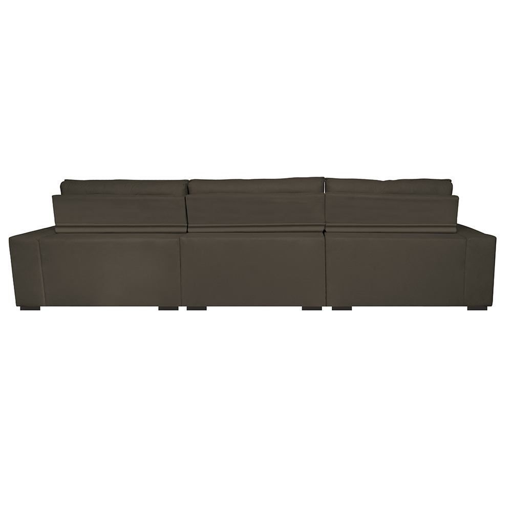 Sofá Retrátil e Reclinável 3,82m Austin com Molas no Assento Tecido Suede Velusoft Café