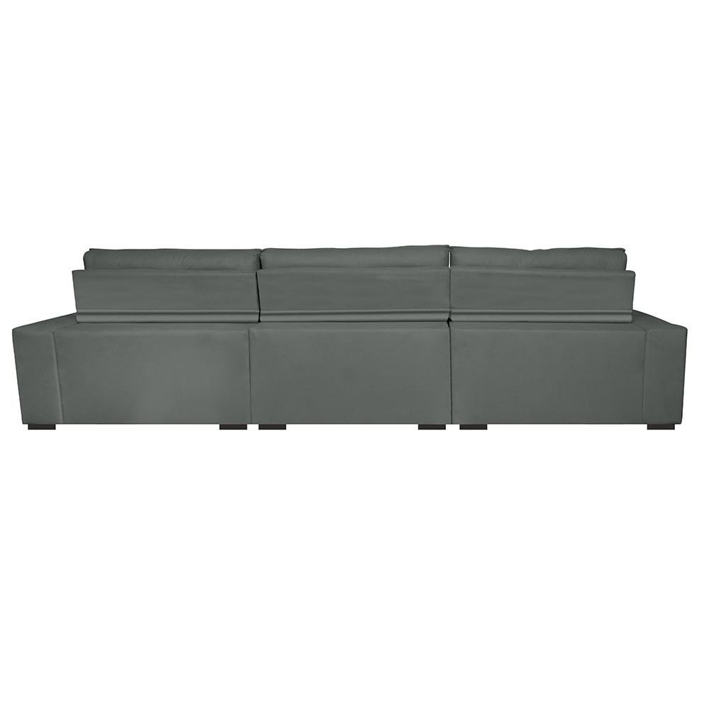 Sofá Retrátil e Reclinável 3,82m Austin com Molas no Assento Tecido Suede Velusoft Cinza