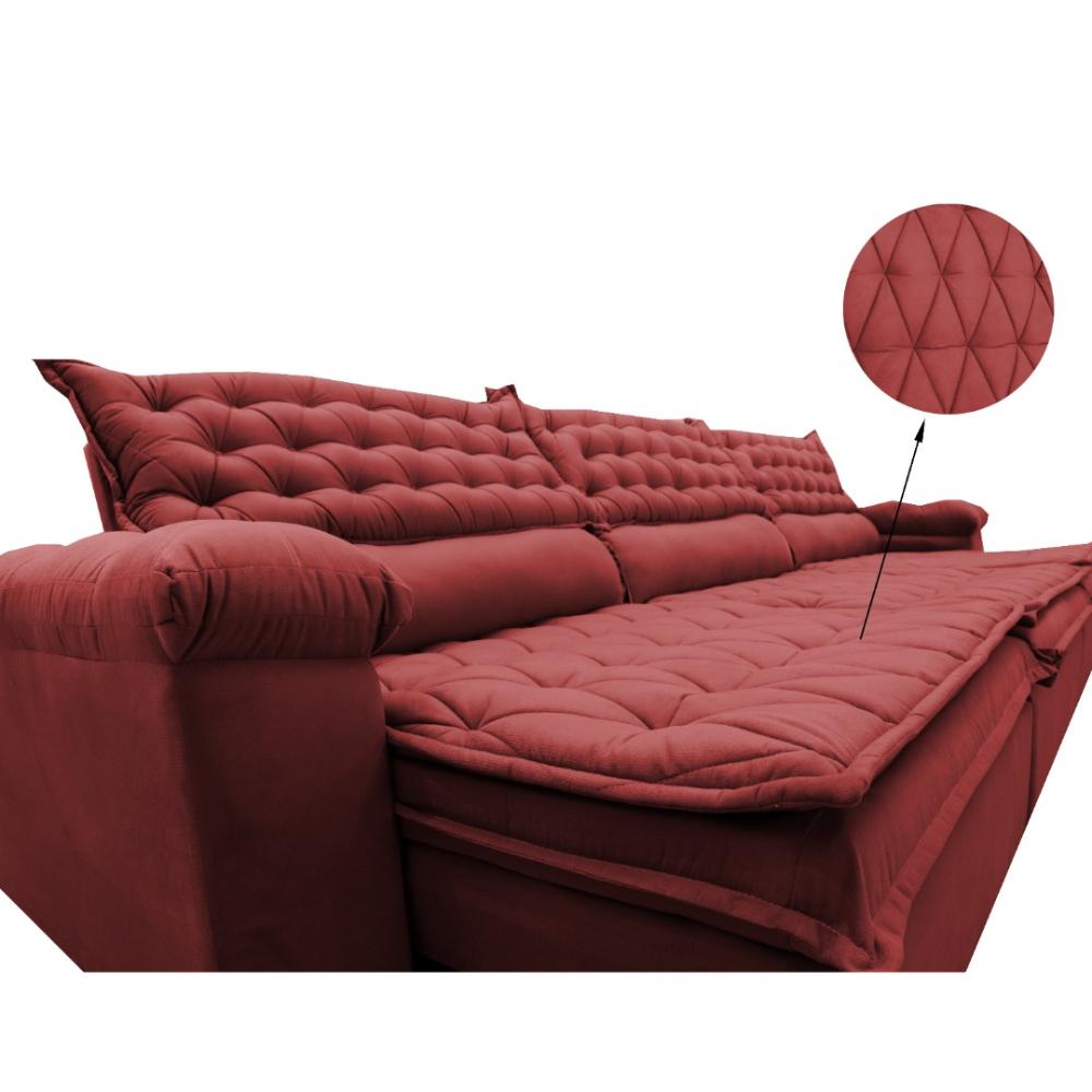 Sofá Retrátil e Reclinável 3,82m Molas Ensacadas Cama inBox Botonê Espuma Viscoelástico Vermelho