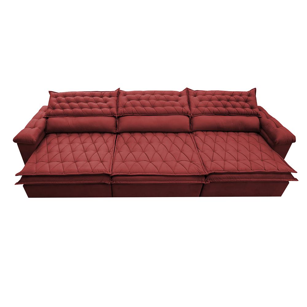Sofá Retrátil e Reclinável 3,82m Molas Ensacadas Cama inBox Botonê Espuma Viscoelástico Vermelho