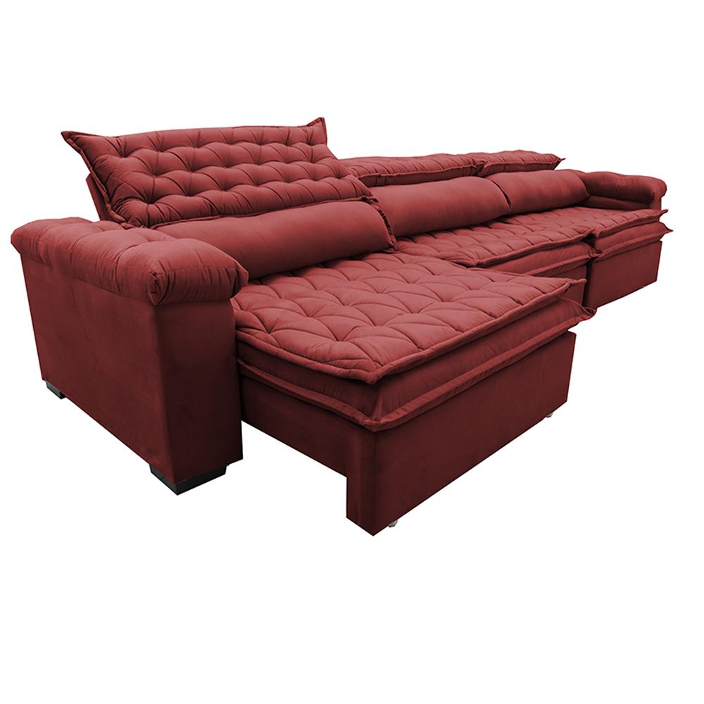Sofá Retrátil e Reclinável 3,82m Molas Ensacadas Cama inBox Botonê Espuma Viscoelástico Vermelho