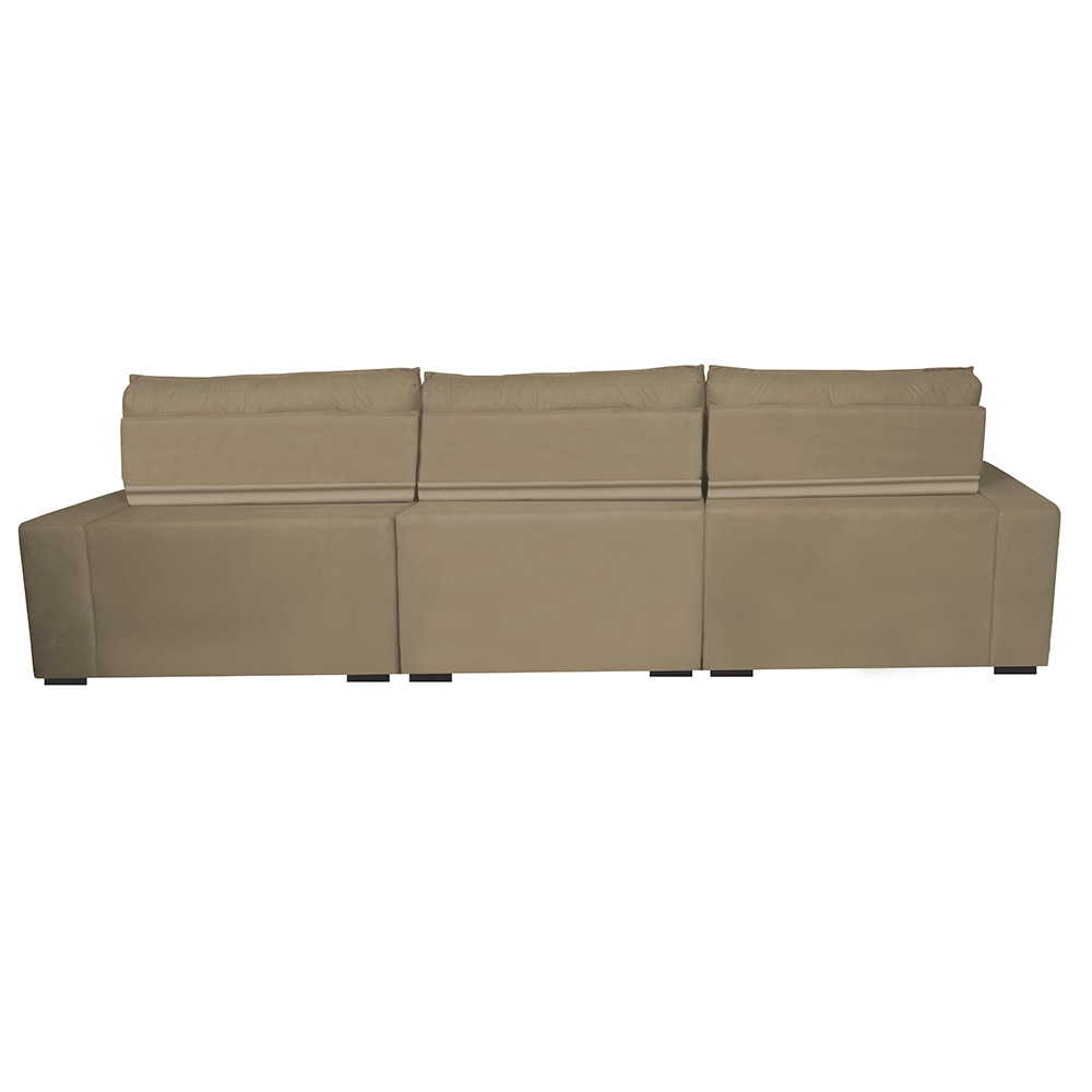 Sofá Retrátil e Reclinável 3,82m com Molas Ensacadas Cama Inbox Gold Tecido Suede Velusoft Castor