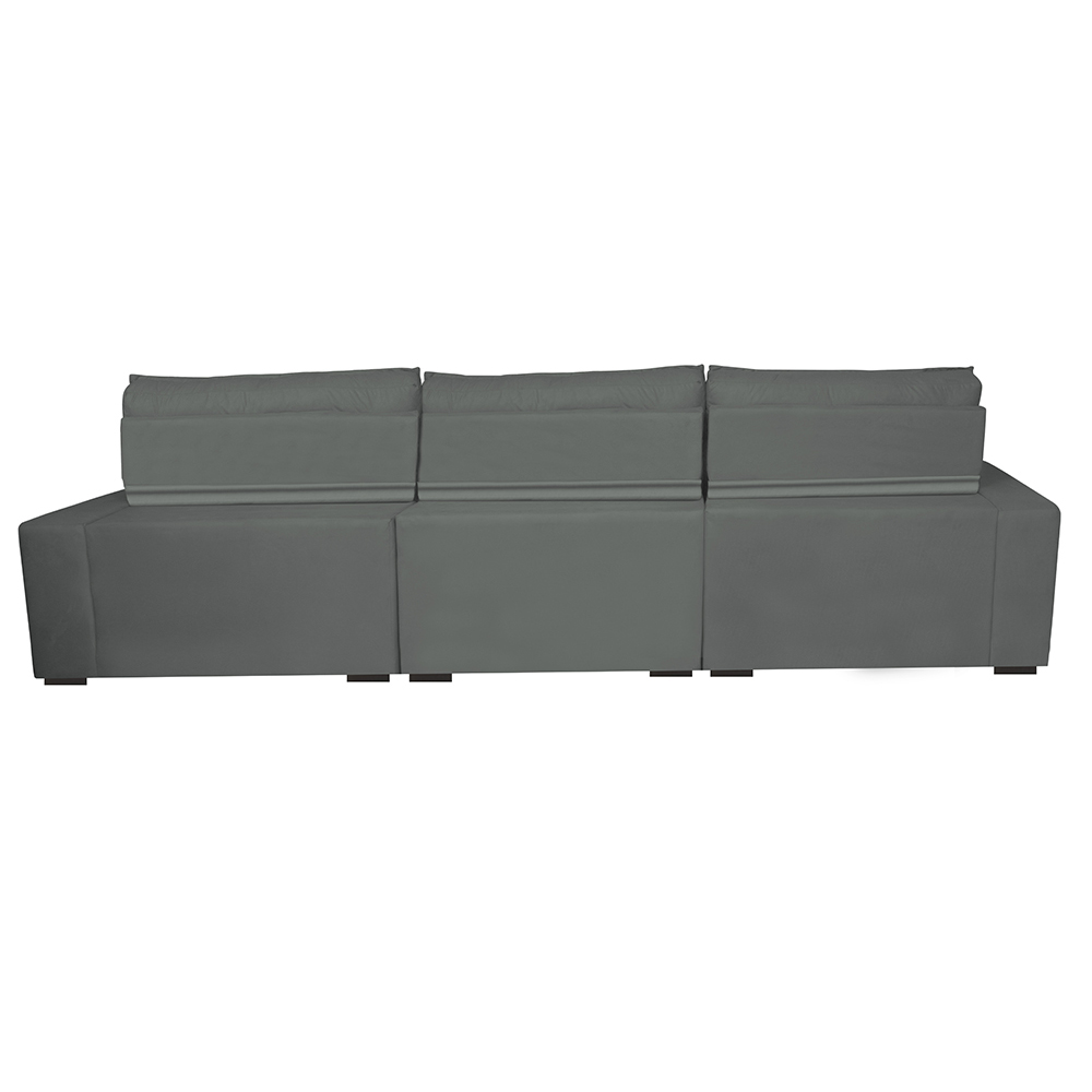 Sofá Retrátil e Reclinável 3,82m com Molas Ensacadas Cama Inbox Gold Tecido Suede Velusoft Cinza