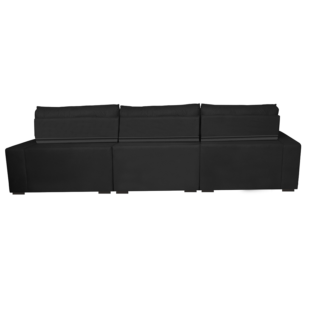 Sofá Retrátil e Reclinável 3,82m com Molas Ensacadas Cama Inbox Gold Tecido Suede Velusoft Preto