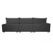 Sofá Retrátil e Reclinável 3,82m com Molas Ensacadas Cama Inbox Soft Tecido Suede Velusoft Preto