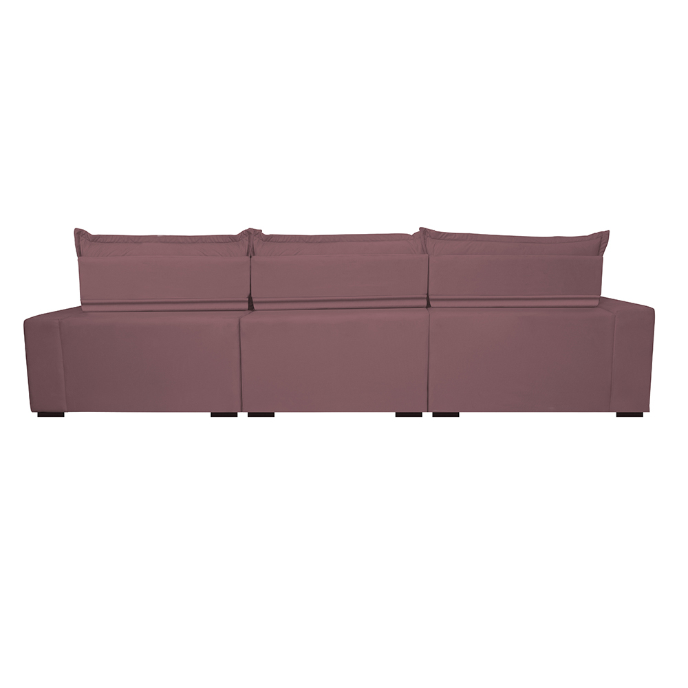 Sofá Retrátil e Reclinável 3,82m com Molas Ensacadas Cama Inbox Soft Tecido Suede Velusoft Vinho