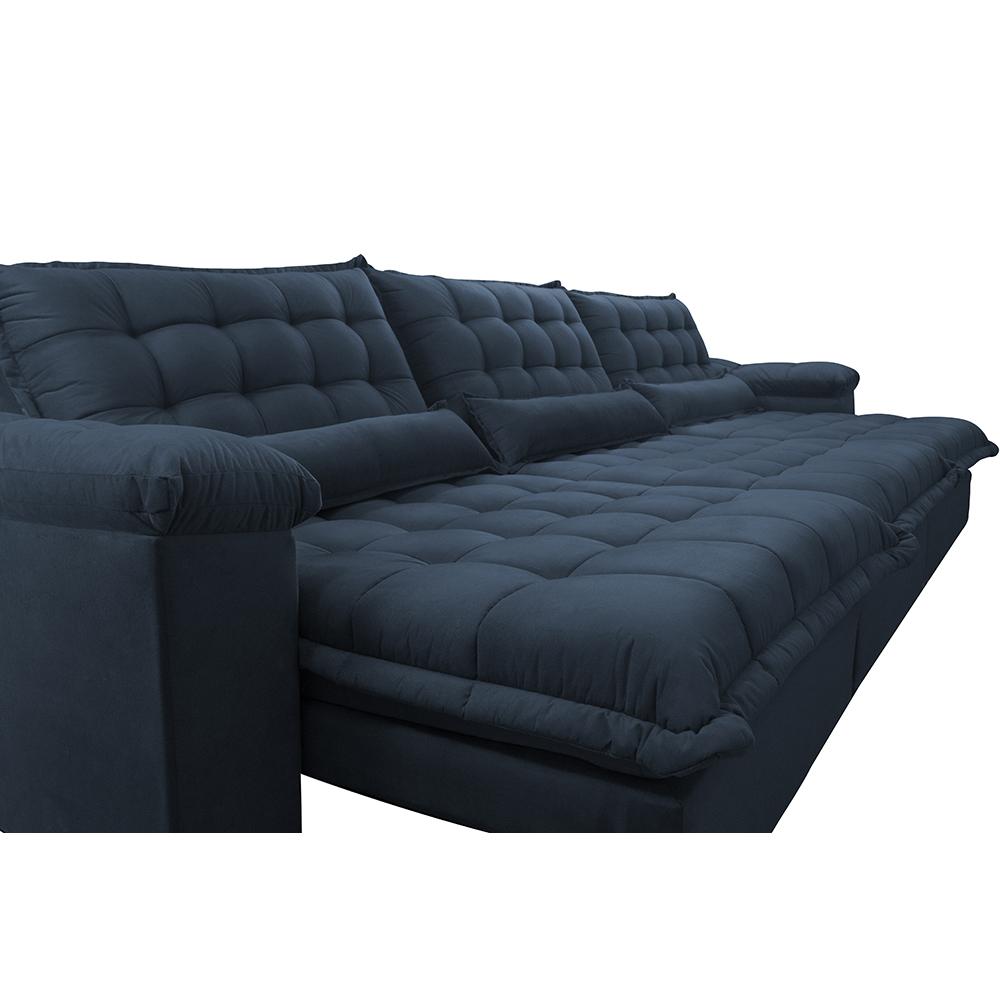 Sofá Retrátil e Reclinável 3,82m com Molas Ensacadas Cama inBox Aconchego Tecido Velusoft Azul