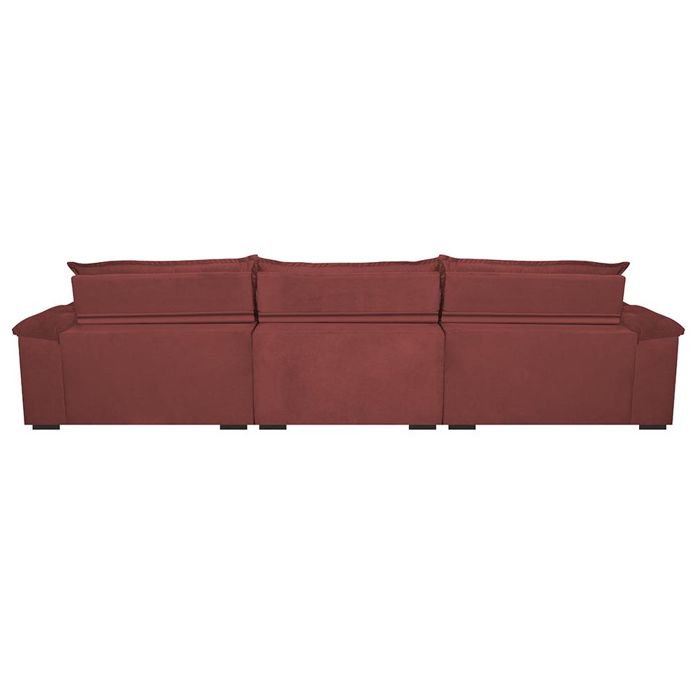 Sofá Retrátil e Reclinável 3,82m com Molas Ensacadas Cama inBox Aconchego Tecido Velusoft Vermelho