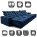 Sofá Retrátil e Reclinável 3,85m Cama inBox Big Fresh com SoftGel D40 Velupluma Azul