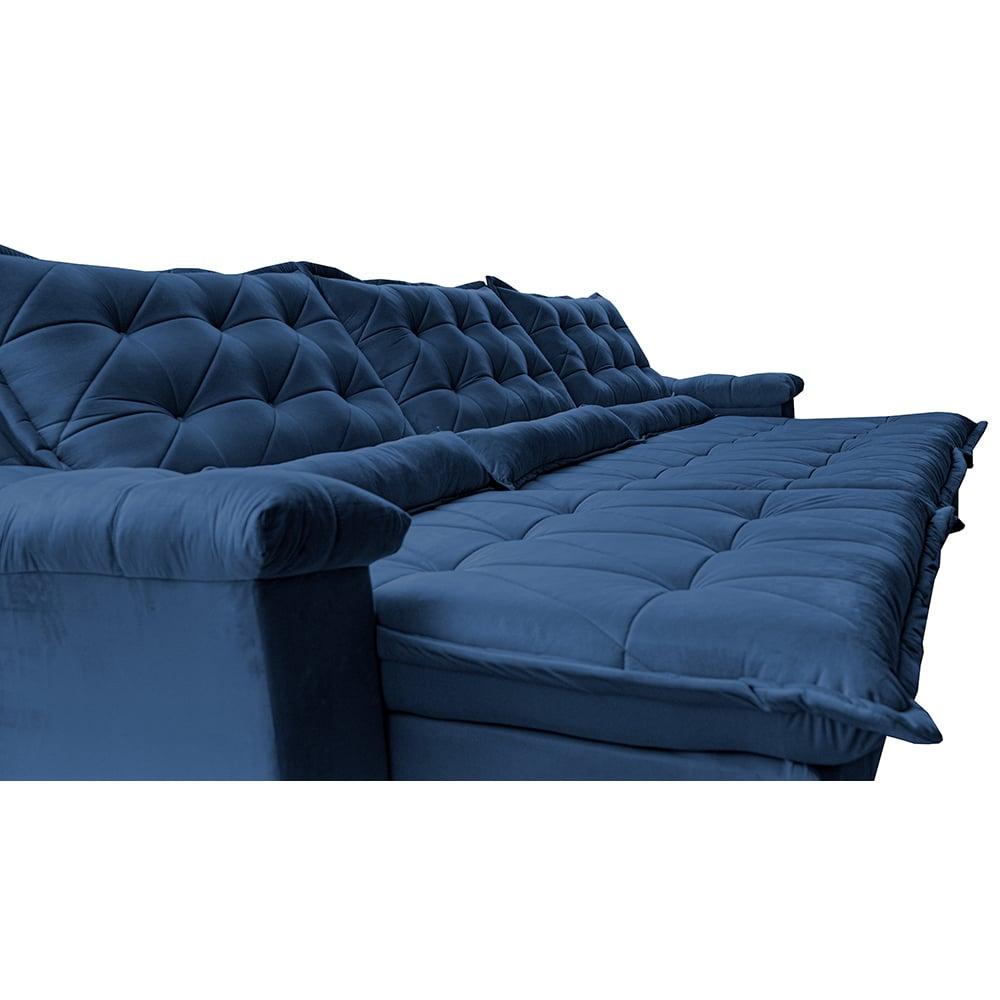 Sofá Retrátil e Reclinável 3,85m Cama inBox Big Fresh com SoftGel D40 Velupluma Azul