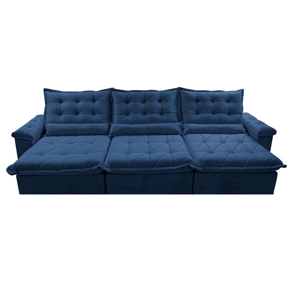 Sofá Retrátil e Reclinável 3,85m Cama inBox Big Fresh com SoftGel D40 Velupluma Azul