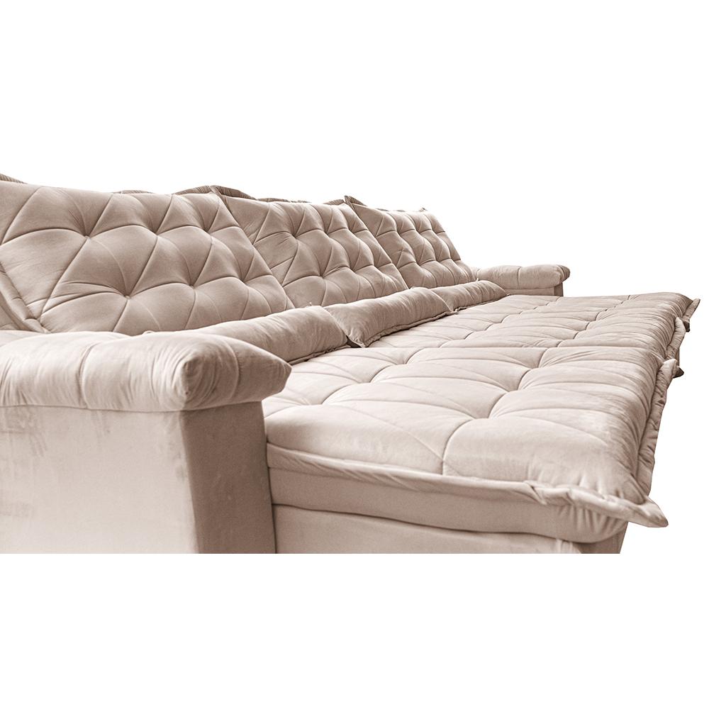 Sofá Retrátil e Reclinável 3,85m Cama inBox Big Fresh com SoftGel D40 Velupluma Bege