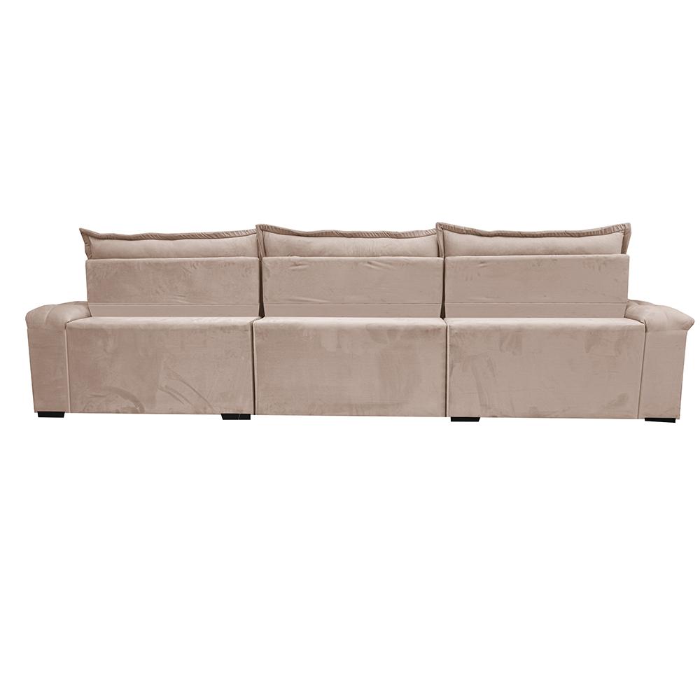Sofá Retrátil e Reclinável 3,85m Cama inBox Big Fresh com SoftGel D40 Velupluma Bege