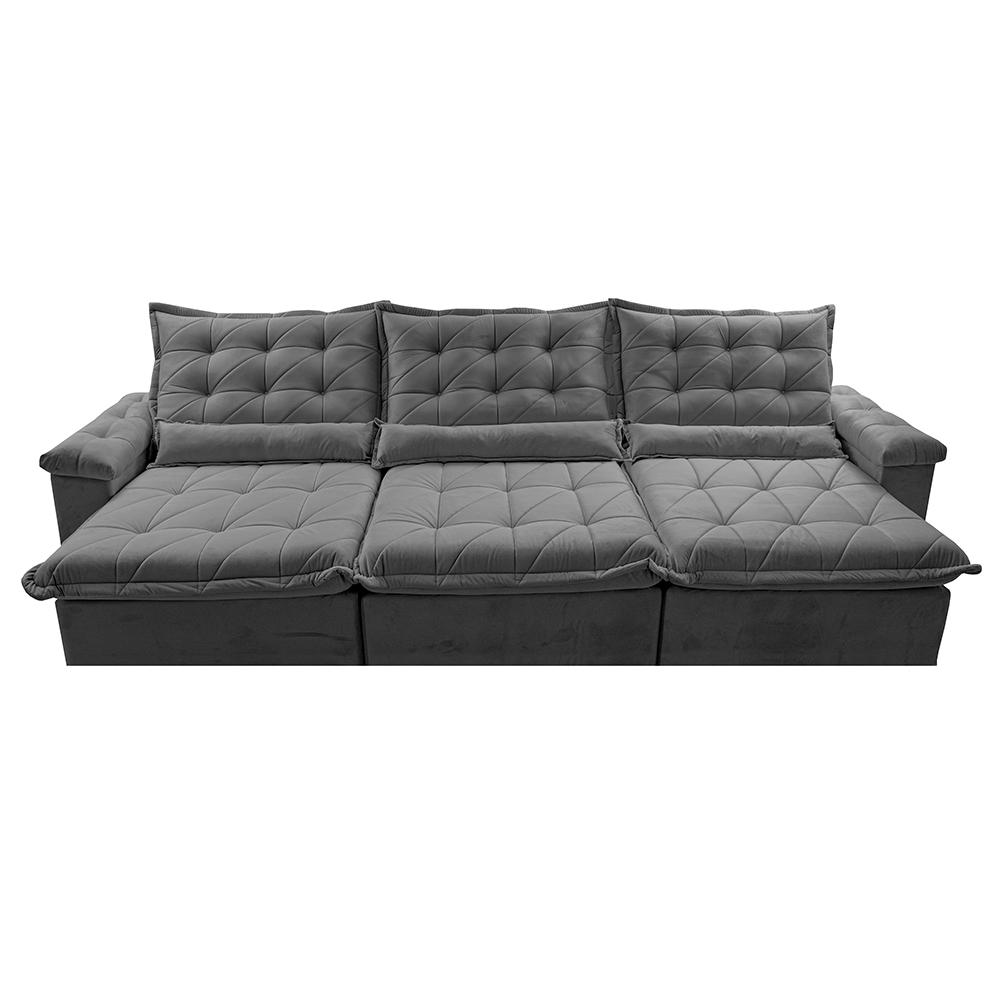 Sofá Retrátil e Reclinável 3,85m Cama inBox Big Fresh com SoftGel D40 Velupluma Cinza