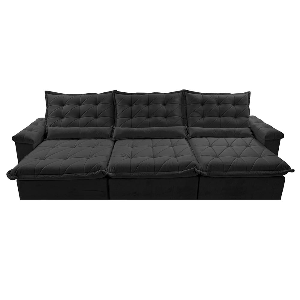 Sofá Retrátil e Reclinável 3,85m Cama inBox Big Fresh com SoftGel D40 Velupluma Preto