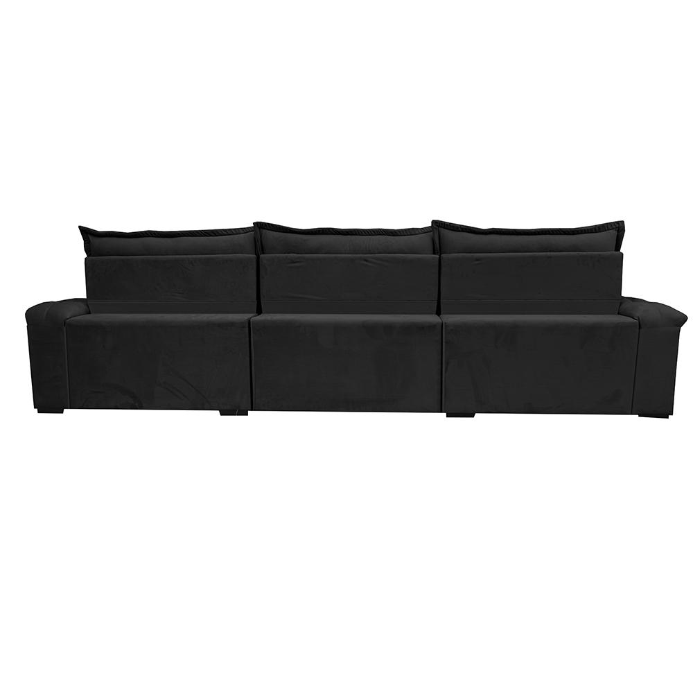 Sofá Retrátil e Reclinável 3,85m Cama inBox Big Fresh com SoftGel D40 Velupluma Preto