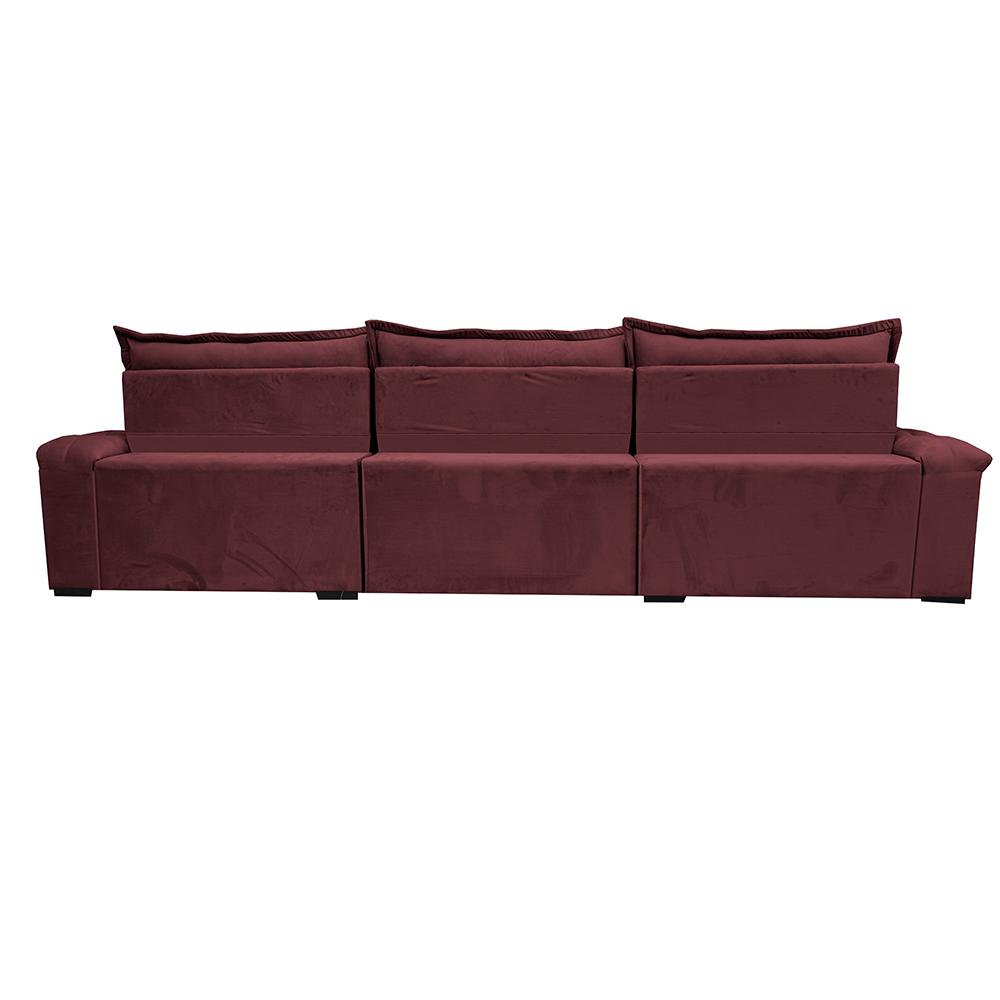 Sofá Retrátil e Reclinável 3,85m Cama inBox Big Fresh com SoftGel D40 Velupluma Vinho