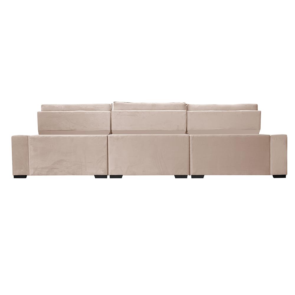 Sofá Retrátil e Reclinável 3,85m Cama inBox Big Puffer com SoftGel D40 Velupluma Bege