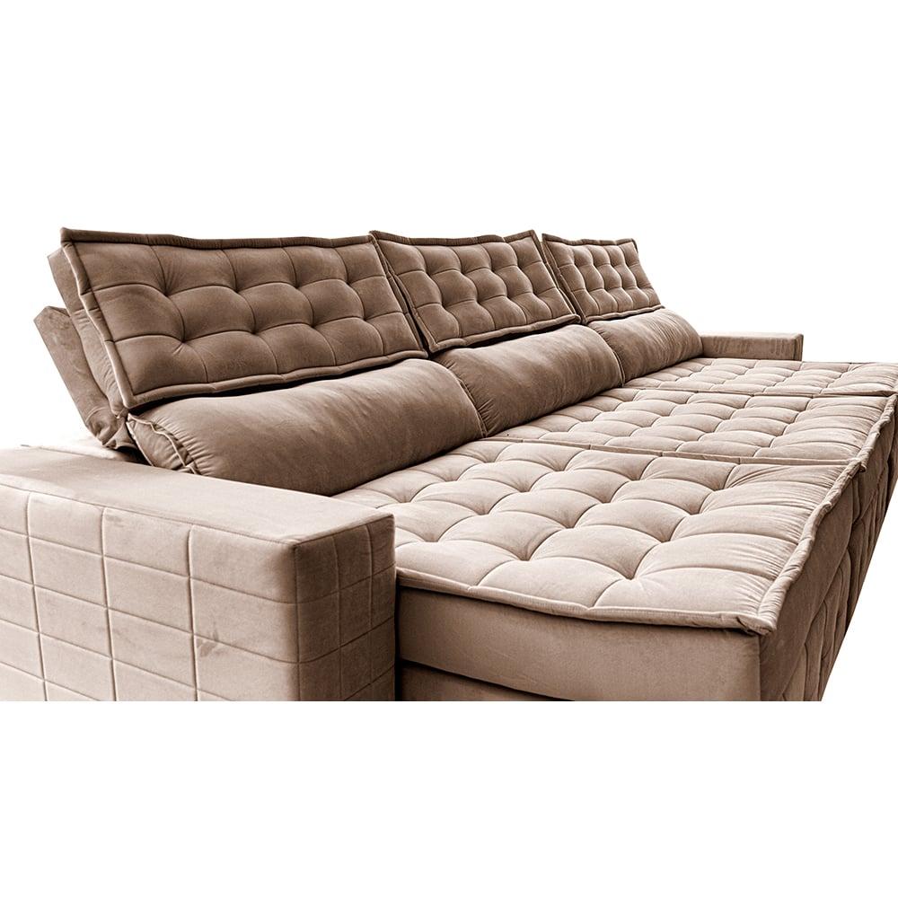 Sofá Retrátil e Reclinável 3,85m Cama inBox Big Puffer com SoftGel D40 Velupluma Castor
