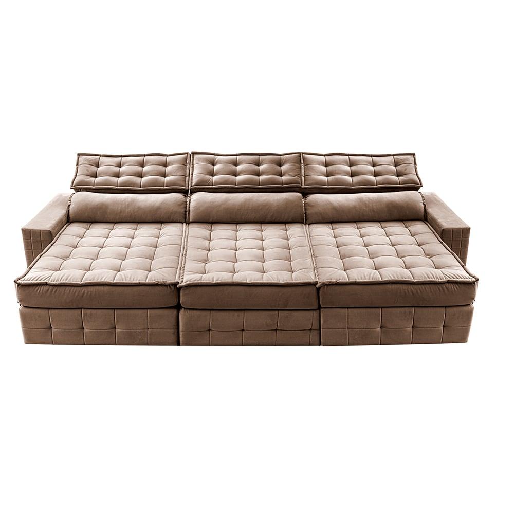 Sofá Retrátil e Reclinável 3,85m Cama inBox Big Puffer com SoftGel D40 Velupluma Castor