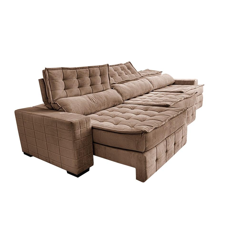 Sofá Retrátil e Reclinável 3,85m Cama inBox Big Puffer com SoftGel D40 Velupluma Castor