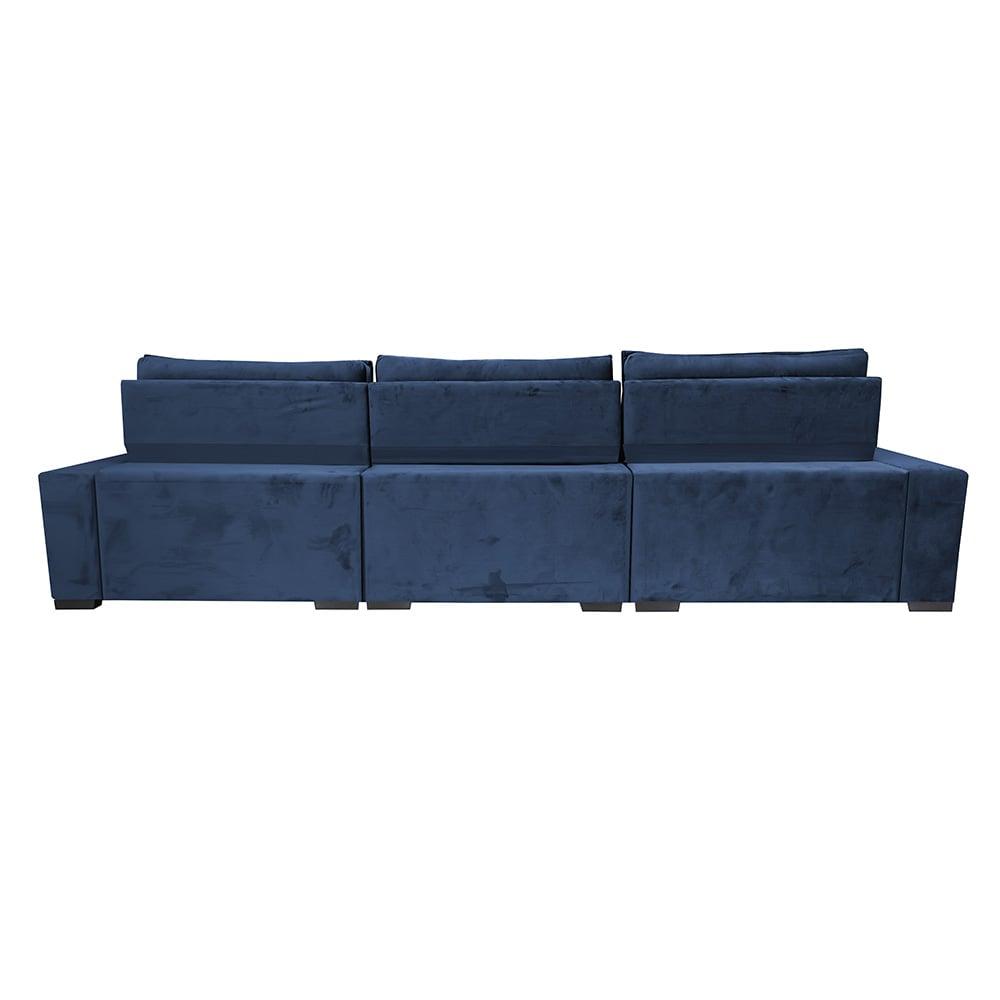 Sofá Retrátil e Reclinável 3,85m Cama inBox Big Star com SoftGel D40 Velupluma Azul