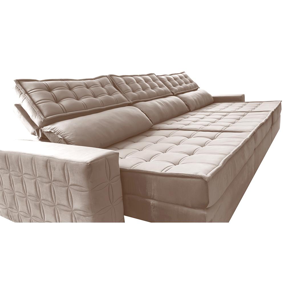 Sofá Retrátil e Reclinável 3,85m Cama inBox Big Star com SoftGel D40 Velupluma Bege