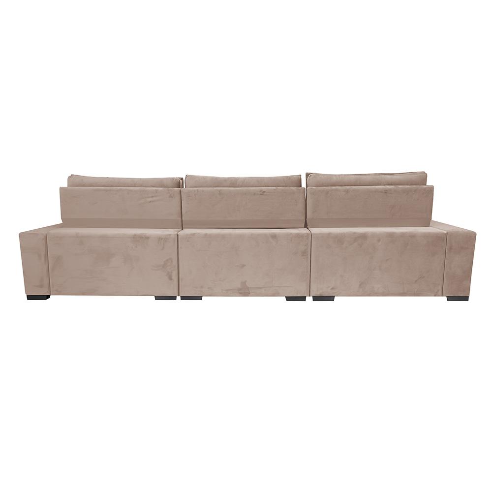 Sofá Retrátil e Reclinável 3,85m Cama inBox Big Star com SoftGel D40 Velupluma Bege