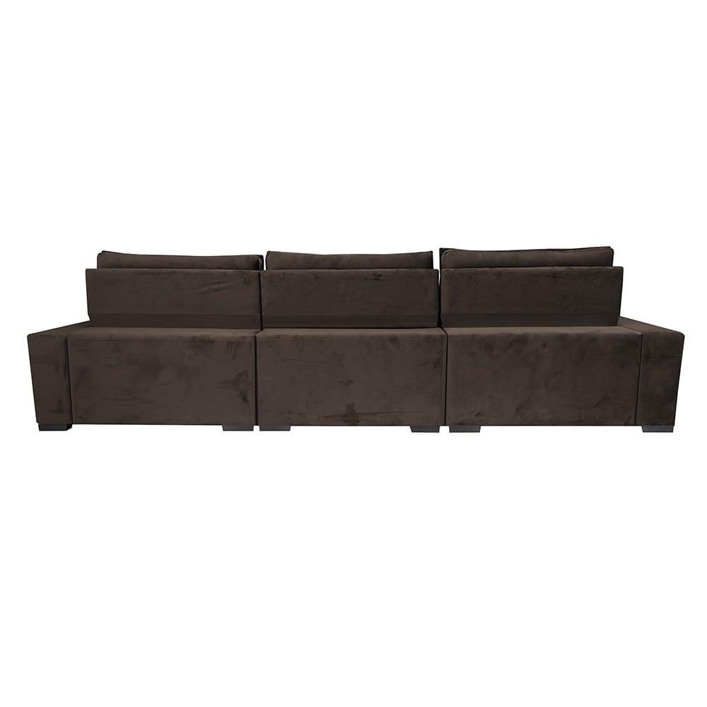 Sofá Retrátil e Reclinável 3,85m Cama inBox Big Star com SoftGel D40 Velupluma Café