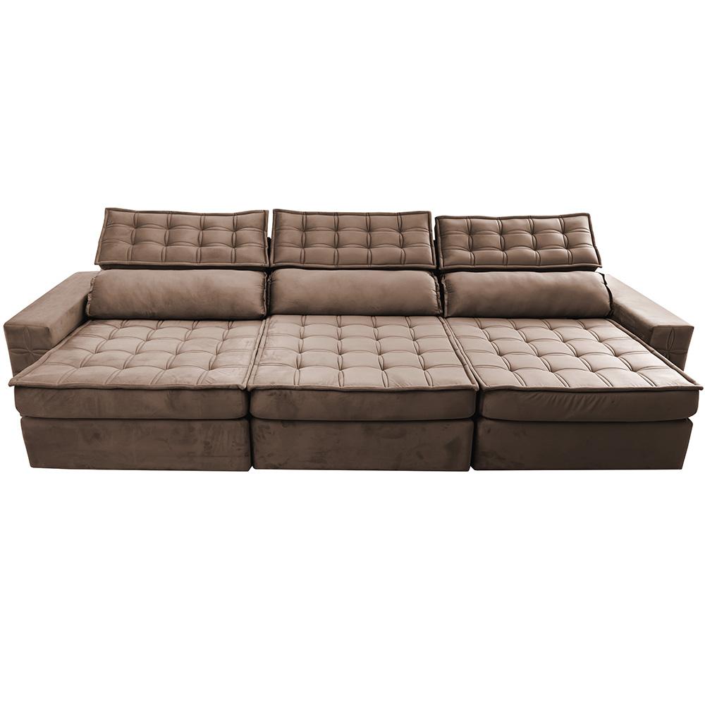 Sofá Retrátil e Reclinável 3,85m Cama inBox Big Star com SoftGel D40 Velupluma Castor