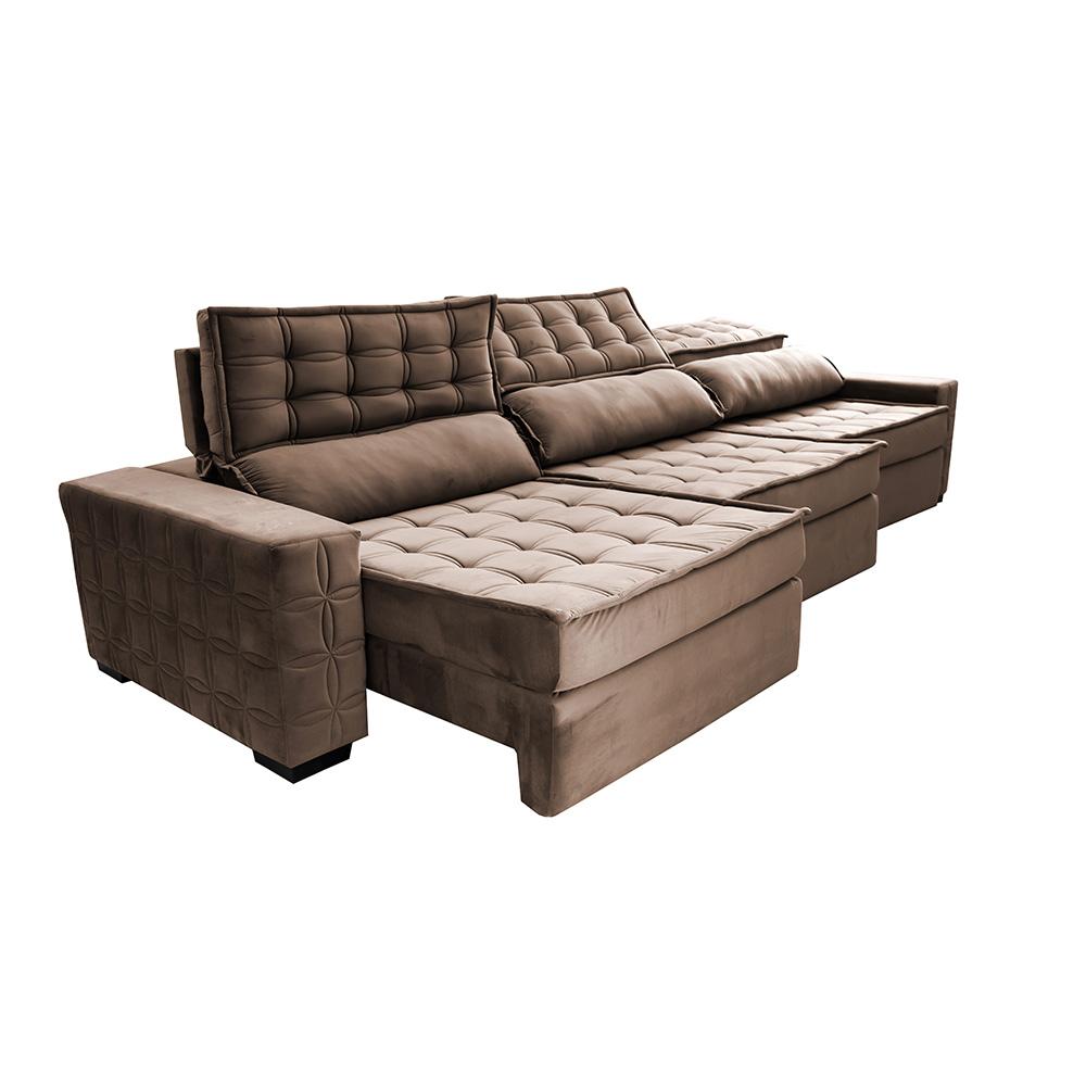 Sofá Retrátil e Reclinável 3,85m Cama inBox Big Star com SoftGel D40 Velupluma Castor