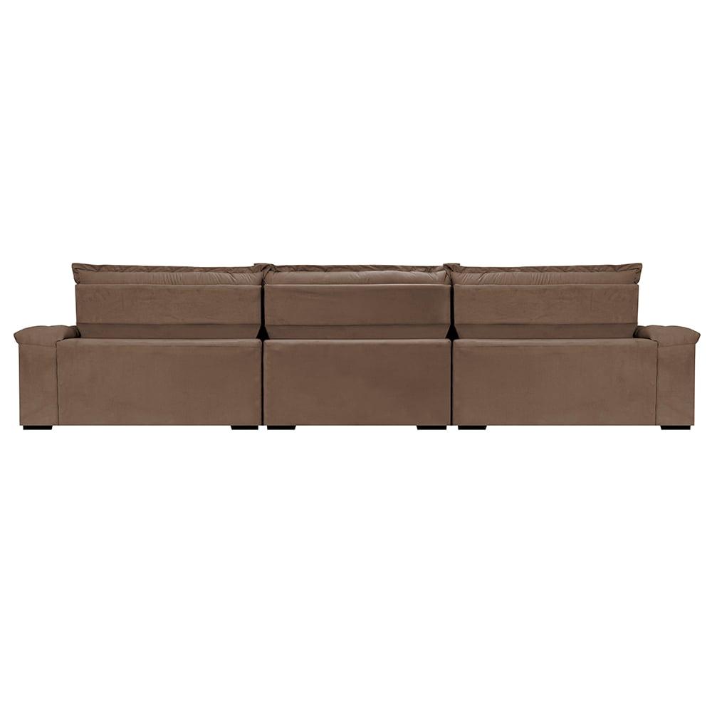 Sofá Retrátil e Reclinável 3,85m Molas Ensacadas Cama inBox Big Space com Bordado 3D Velusoft Castor