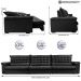 Sofá Retrátil e Reclinável 3,85m Molas Ensacadas Cama inBox Big Space com Bordado 3D Velusoft Preto