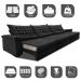 Sofá Retrátil e Reclinável 3,85m Molas Ensacadas Cama inBox Big Space com Bordado 3D Velusoft Preto