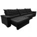 Sofá Retrátil e Reclinável 3,85m Molas Ensacadas Cama inBox Big Space com Bordado 3D Velusoft Preto