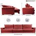 Sofá Retrátil e Reclinável 3,85m Molas Ensacadas Cama inBox Big Space com Bordado Velusoft Vermelho