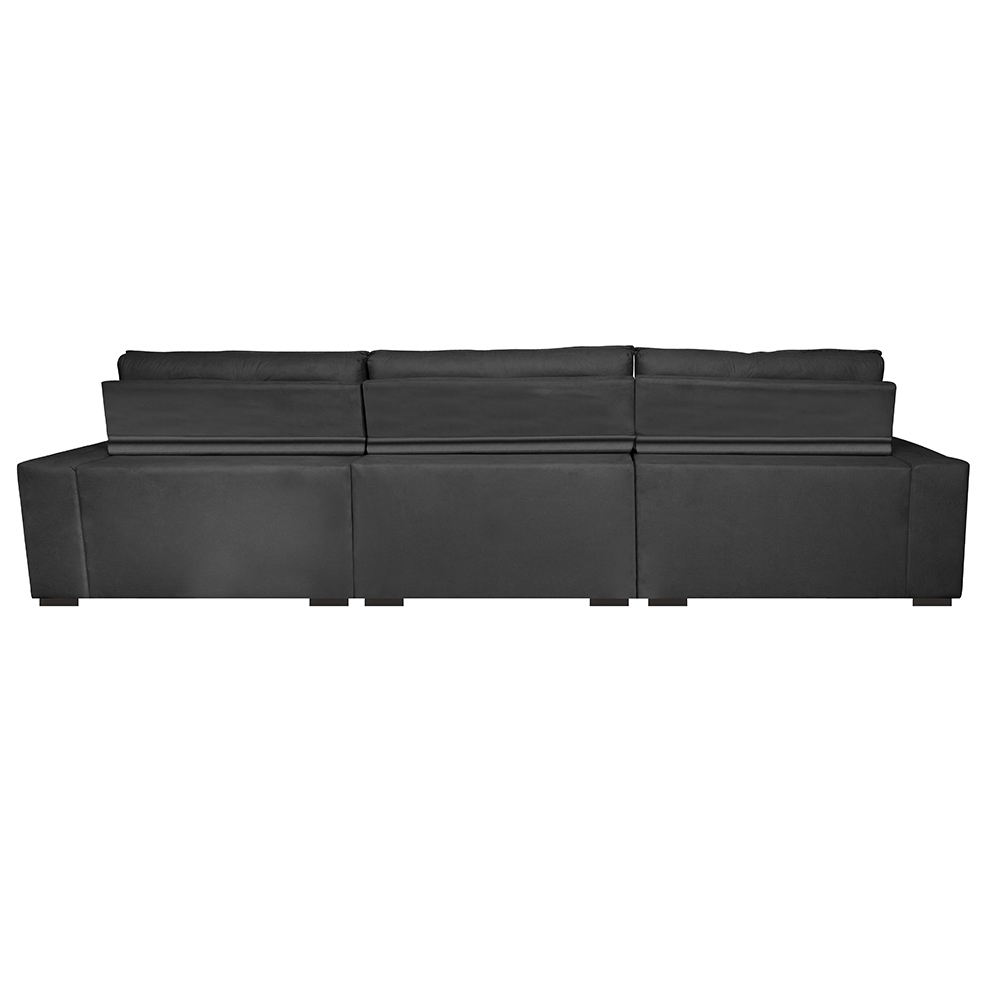 Sofá Retrátil e Reclinável 4,12m Austin com Molas no Assento Tecido Suede Velusoft Preto