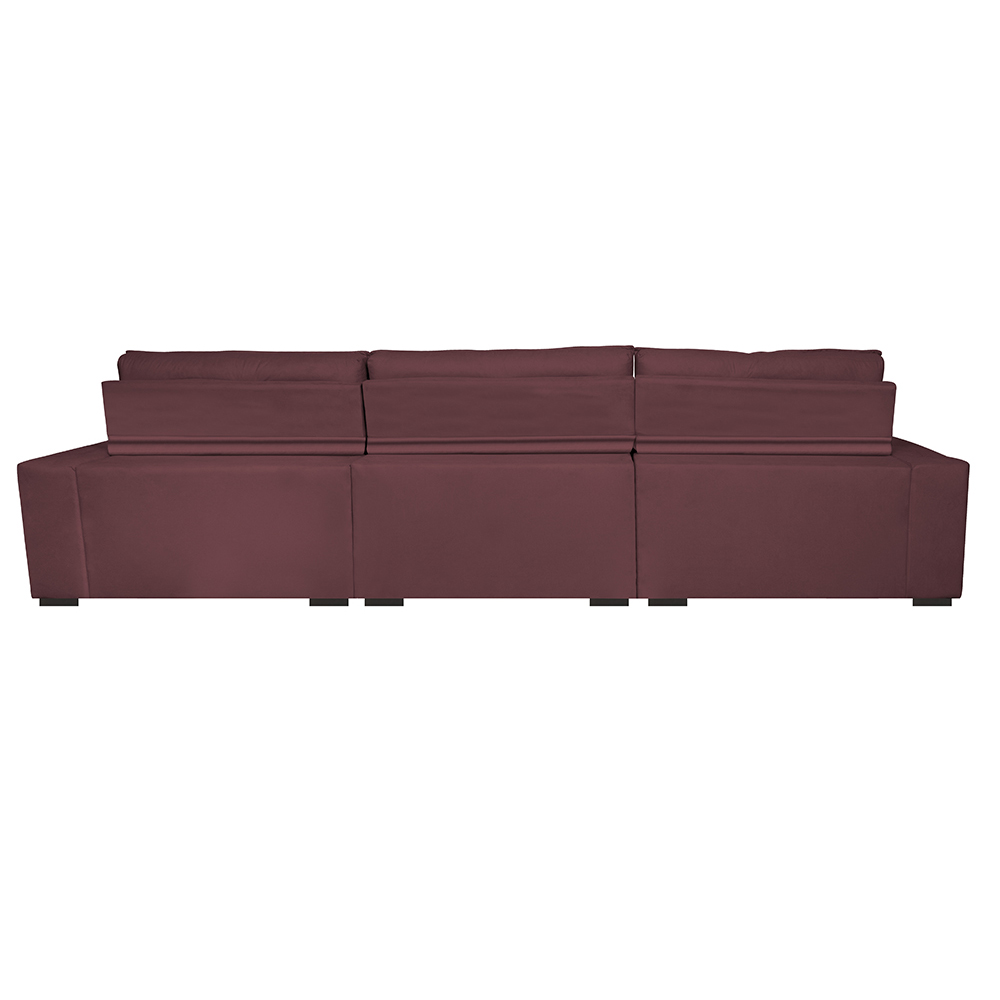 Sofá Retrátil e Reclinável 4,12m Austin com Molas no Assento Tecido Suede Velusoft Vinho