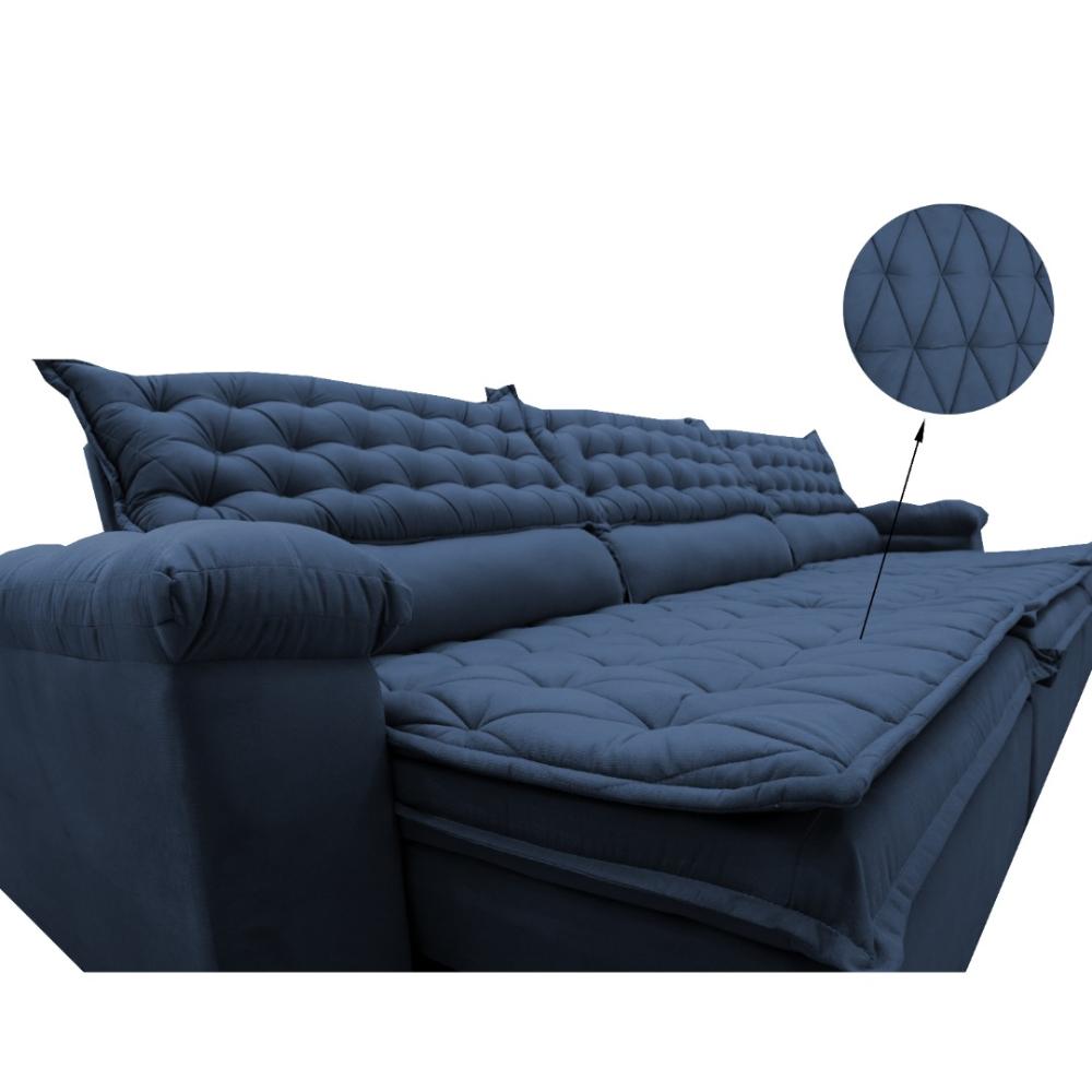 Sofá Retrátil e Reclinável 4,12m Molas Ensacadas Cama inBox Botonê Espuma Viscoelástico Azul