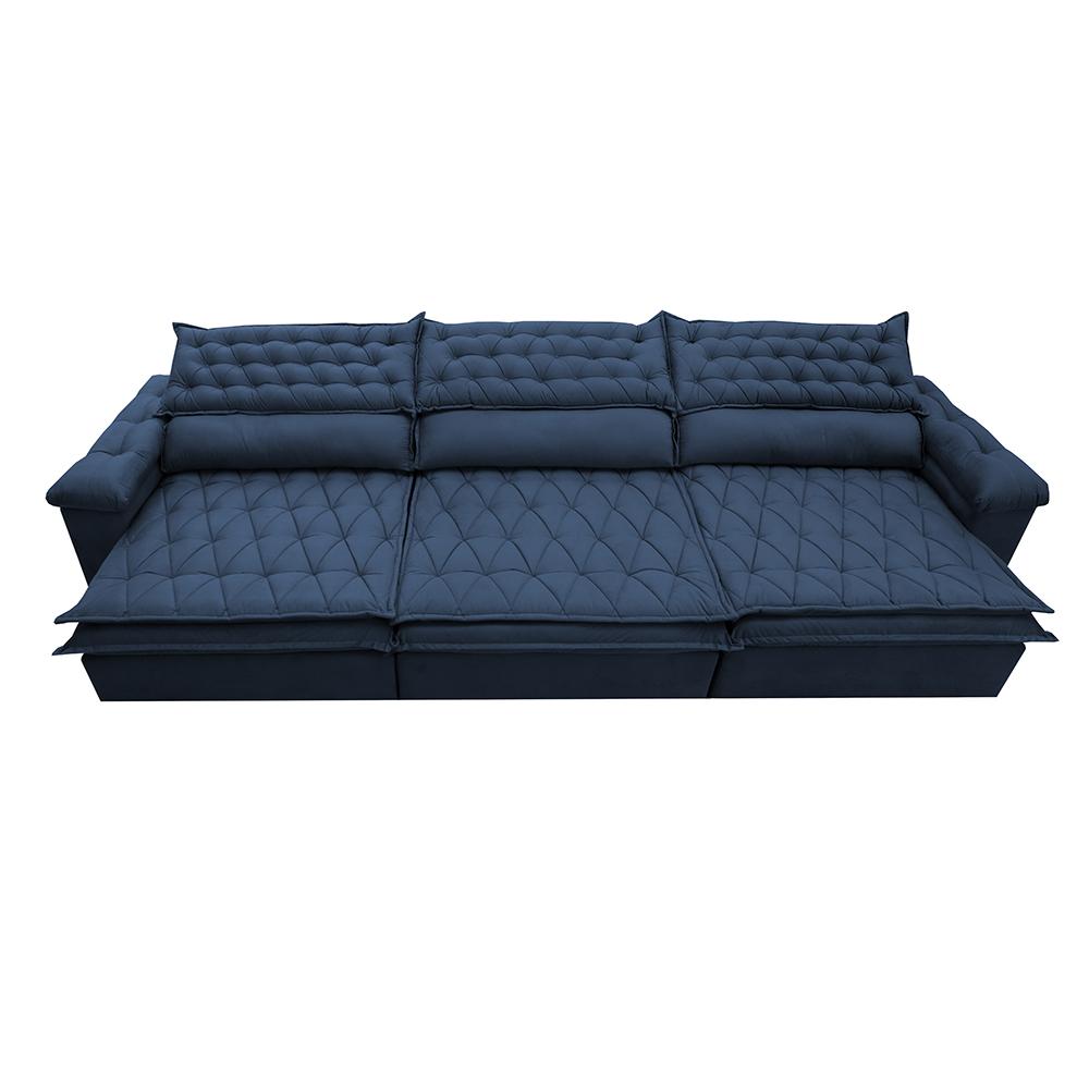 Sofá Retrátil e Reclinável 4,12m Molas Ensacadas Cama inBox Botonê Espuma Viscoelástico Azul