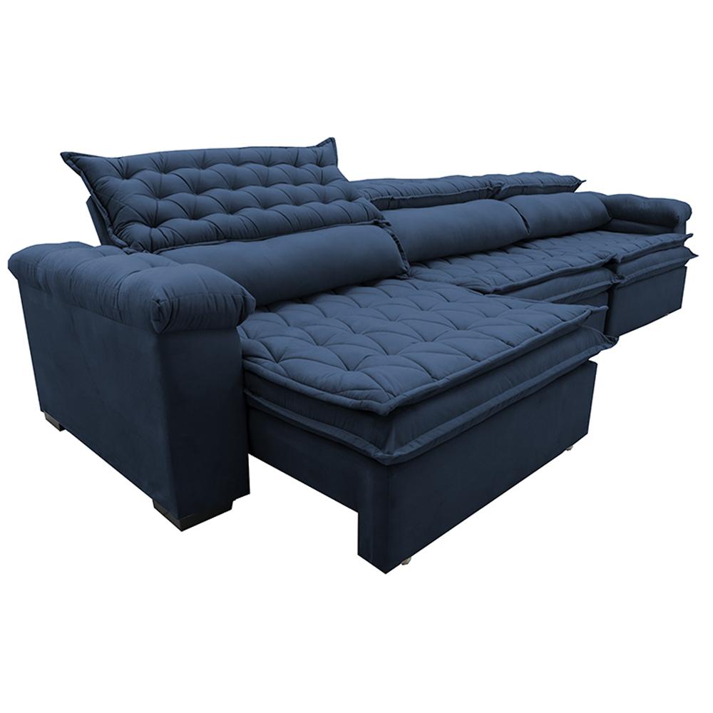 Sofá Retrátil e Reclinável 4,12m Molas Ensacadas Cama inBox Botonê Espuma Viscoelástico Azul