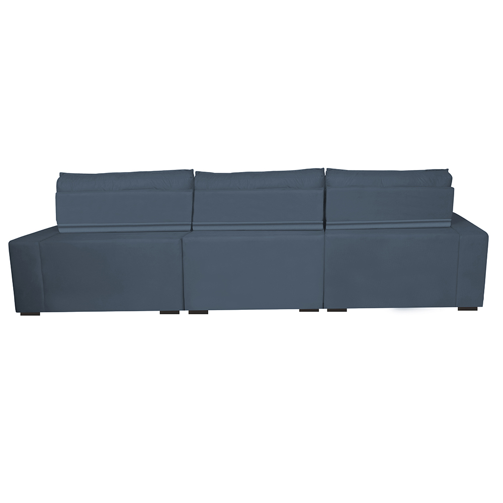 Sofá Retrátil e Reclinável 4,12m com Molas Ensacadas Cama Inbox Gold Tecido Suede Velusoft Azul