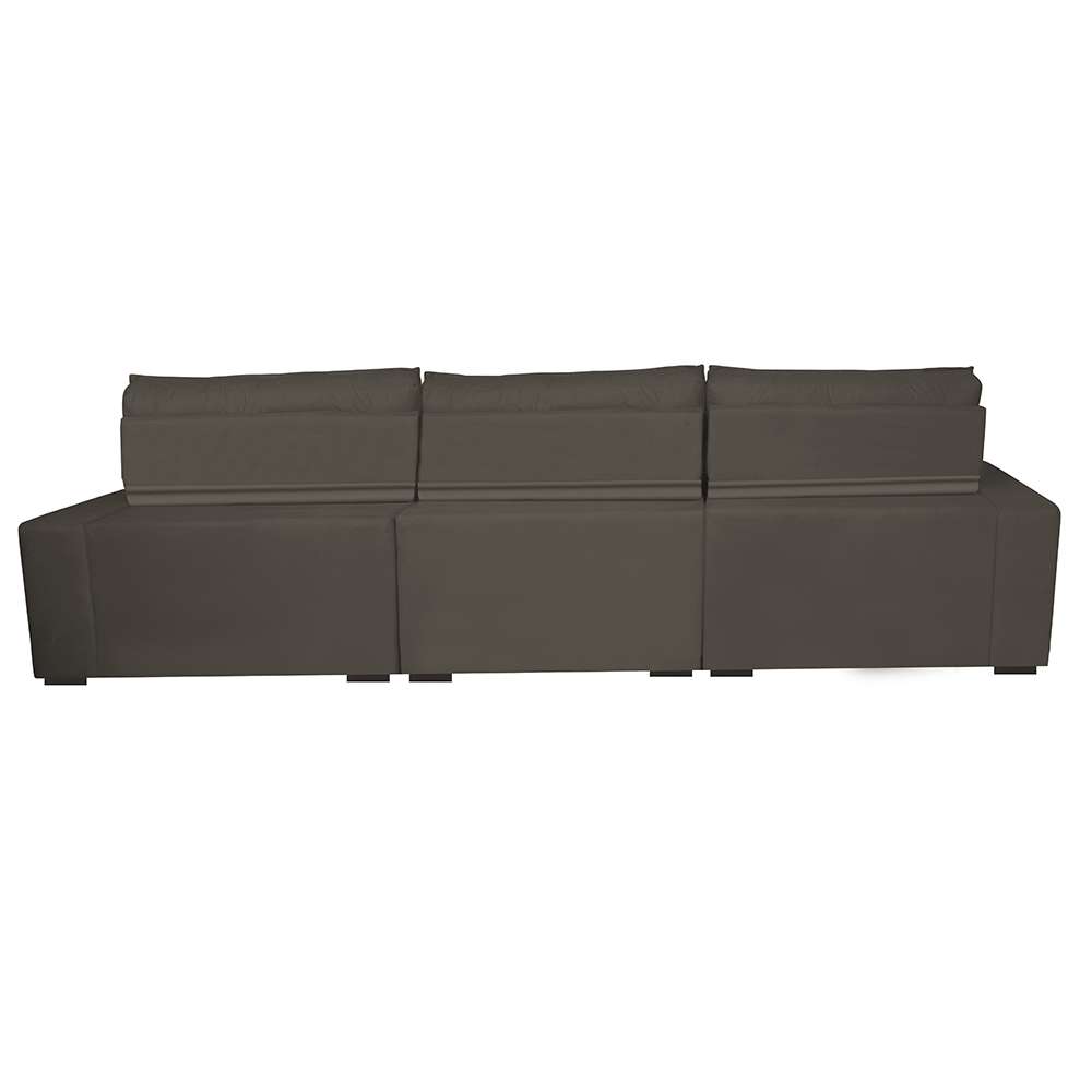 Sofá Retrátil e Reclinável 4,12m com Molas Ensacadas Cama Inbox Gold Tecido Suede Velusoft Café