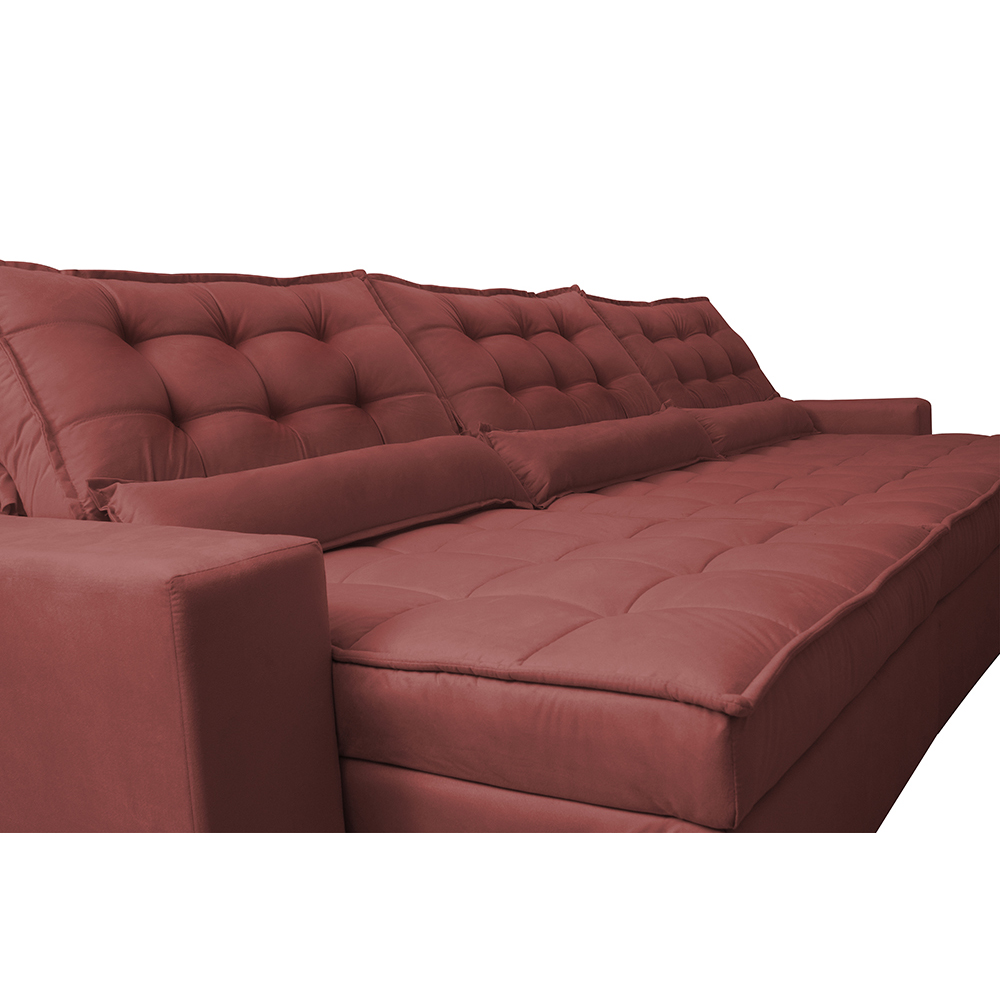 Sofá Retrátil e Reclinável 4,12m com Molas Ensacadas Cama Inbox Gold Tecido Suede Velusoft Vermelho