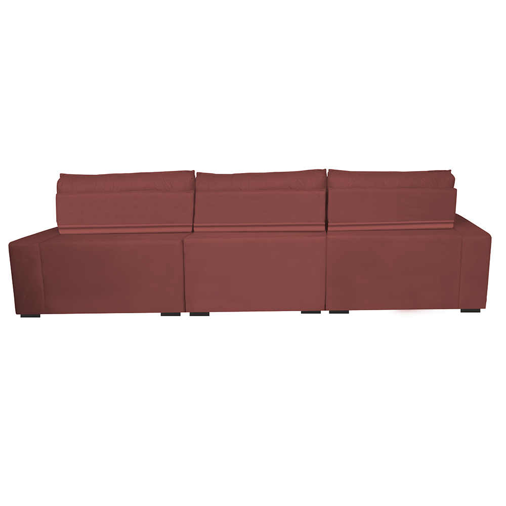 Sofá Retrátil e Reclinável 4,12m com Molas Ensacadas Cama Inbox Gold Tecido Suede Velusoft Vermelho