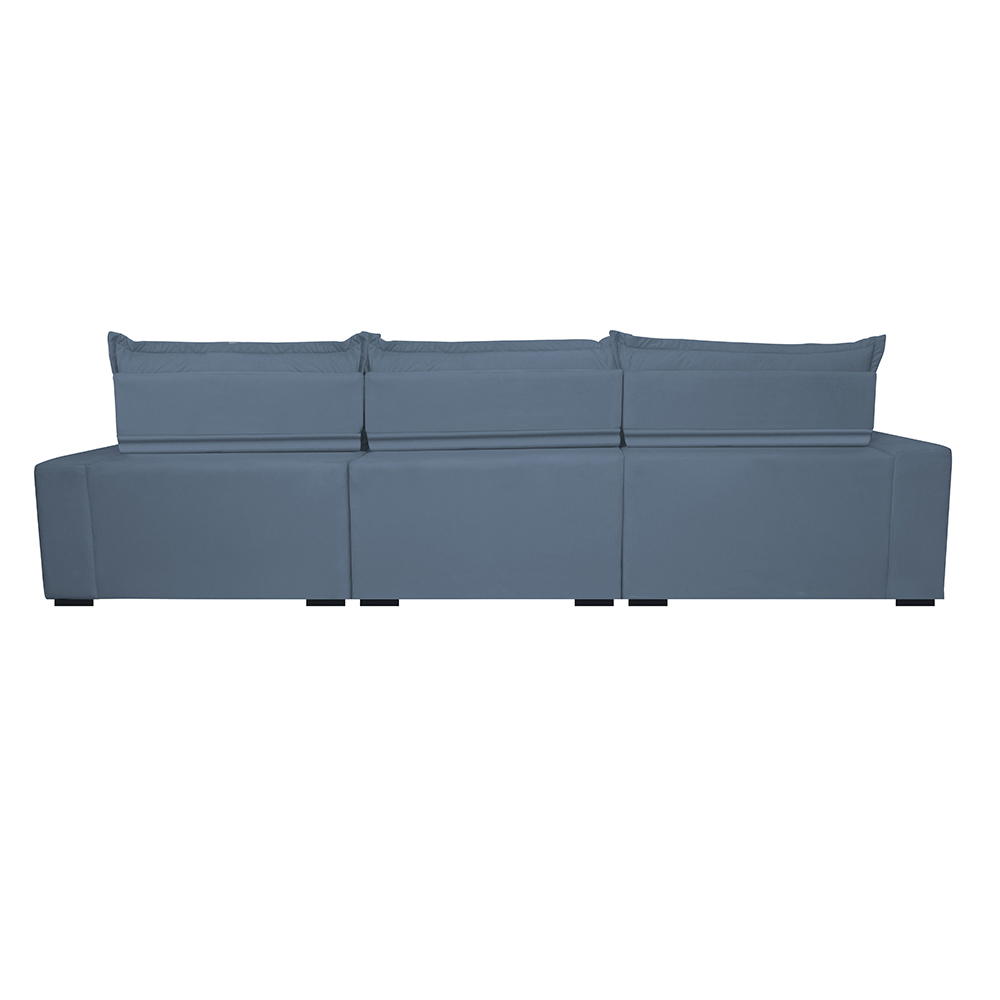 Sofá Retrátil e Reclinável 4,12m com Molas Ensacadas Cama Inbox Soft Tecido Suede Velusoft Azul