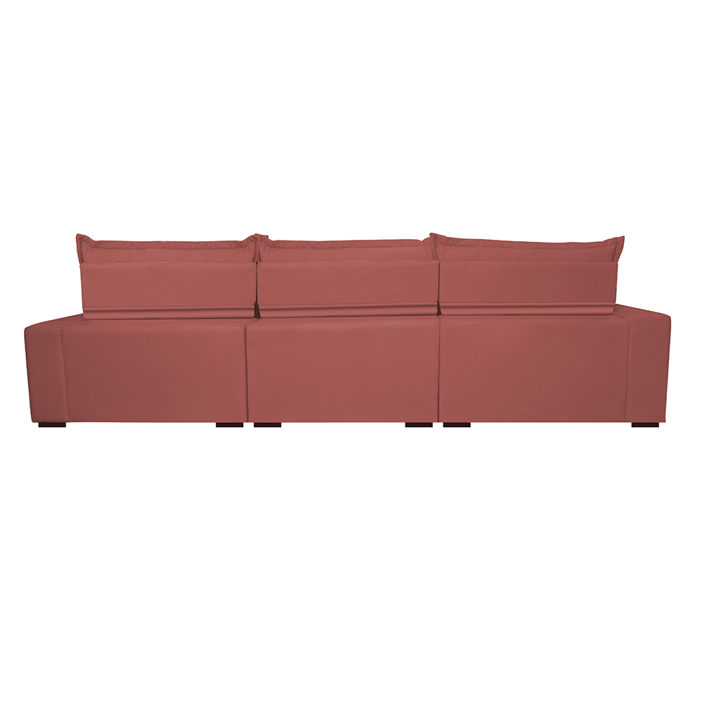 Sofá Retrátil e Reclinável 4,12m com Molas Ensacadas Cama Inbox Soft Tecido Suede Velusoft Vermelho