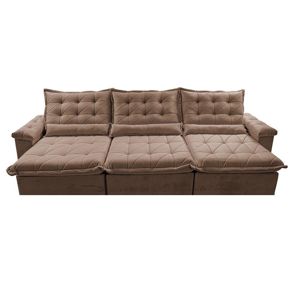 Sofá Retrátil e Reclinável 4,15m Cama inBox Big Fresh com SoftGel D40 Velupluma Castor