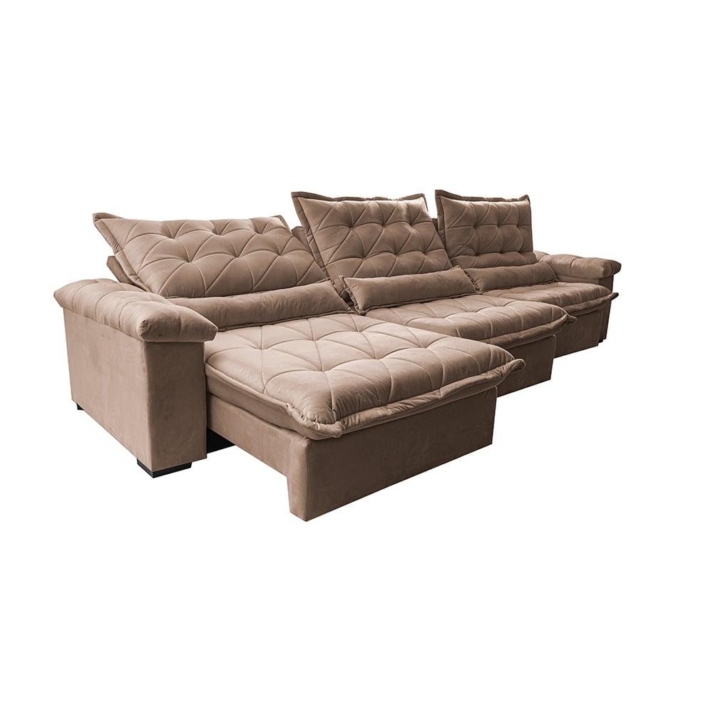 Sofá Retrátil e Reclinável 4,15m Cama inBox Big Fresh com SoftGel D40 Velupluma Castor