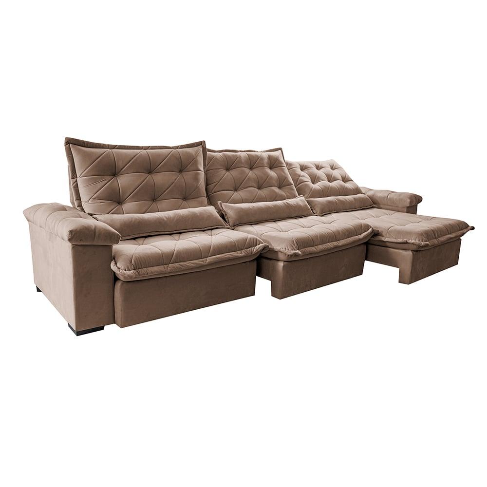 Sofá Retrátil e Reclinável 4,15m Cama inBox Big Fresh com SoftGel D40 Velupluma Castor